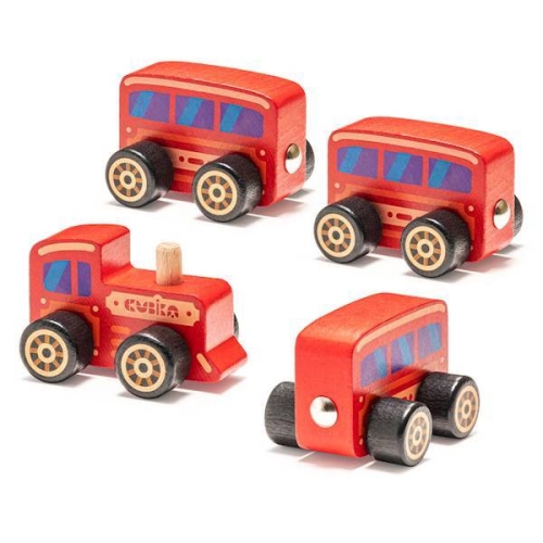 Pociąg Lokomotywa Kolejka Drewniana Wagoniki na Magnes