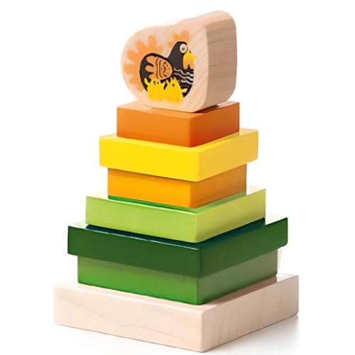 Piramida Wieża Drewniany Zestaw Klocków