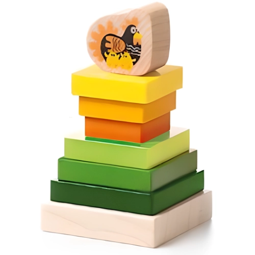 Piramida Wieża Drewniany Zestaw Klocków