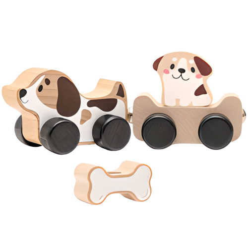 Pieski Na Kółkach Zestaw Drewniany Na Magnes