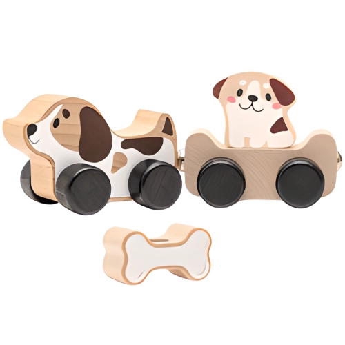 Pieski Na Kółkach Zestaw Drewniany Na Magnes