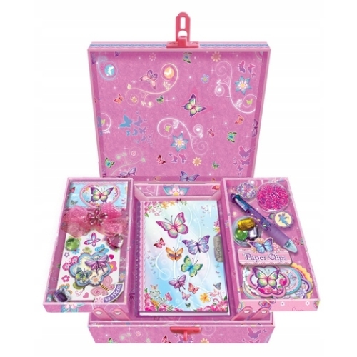 Pamiętnik z akcesoriami w pudełku w motylki