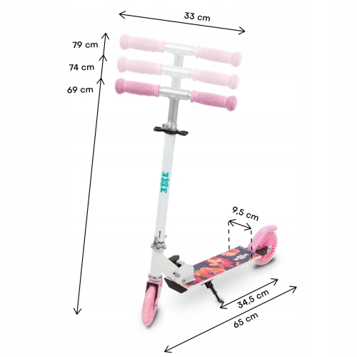 Hulajnoga Dwukołowa Składana 50 kg WXM Skipo Floral