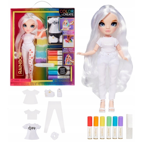 Rainbow High Color & Create Modna Lalka z Niebieskimi Oczami do Kolorowania