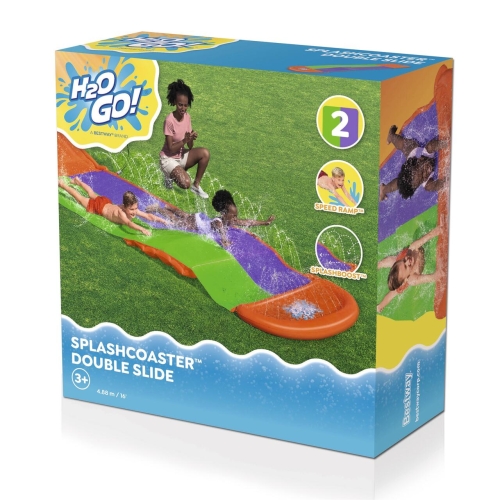 Podwójny Ślizg wodny SplashCoaster BESTWAY Tor 488cm Spryskiwacze Rampa