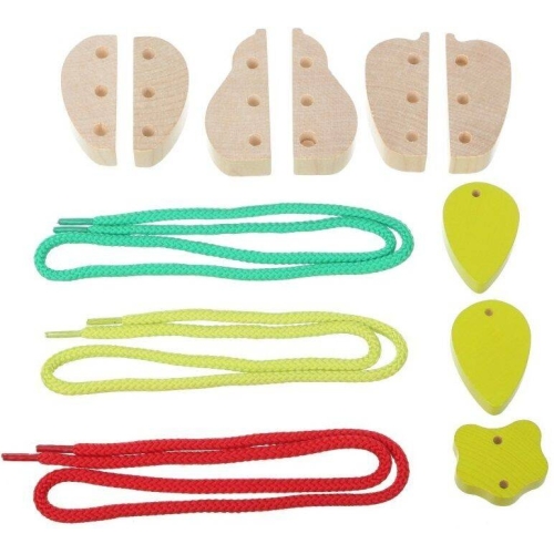 Owoce na sznurku drewniany zestaw do nawlekania