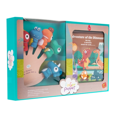 Zestaw Gumowych Pacynek Dinozaury + Książeczka