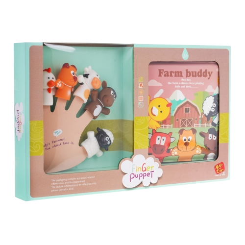 Zestaw 5 Gumowych Pacynek na palce + Książeczka Farma