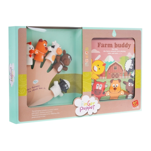 Zestaw 5 Gumowych Pacynek na palce + Książeczka Farma