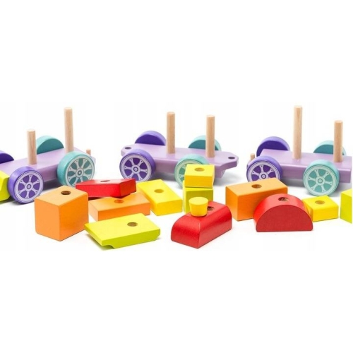 Pociag Drewniany Wagoniki z Klockami