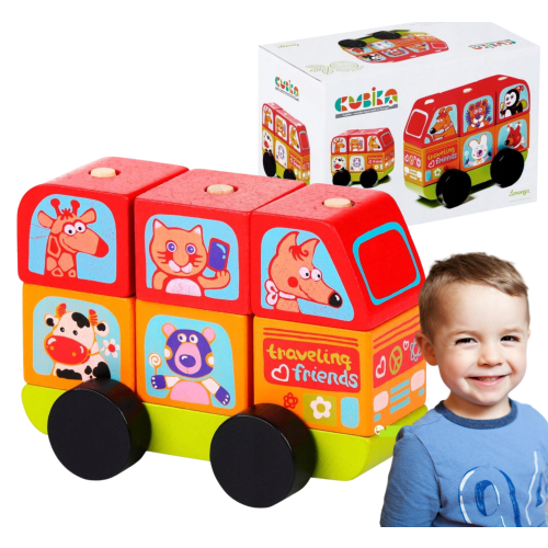 Mini Bus Drewniany ze Zwierzątkami