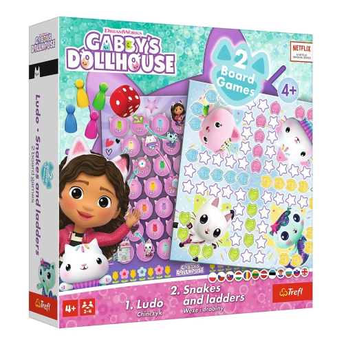 Gra klasyczna 2w1 Chińczyk, Węże i drabiny Koci Domek Gabi 02590