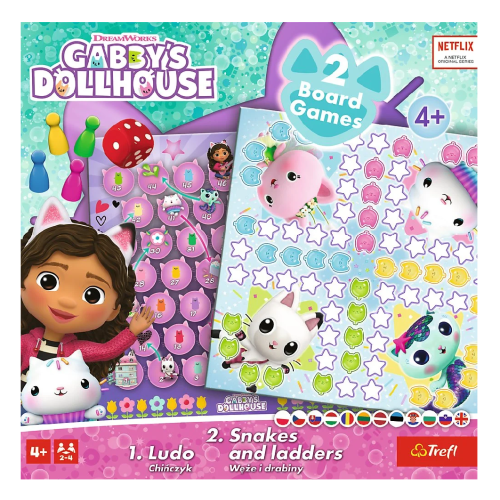 Gra klasyczna 2w1 Chińczyk, Węże i drabiny Koci Domek Gabi 02590