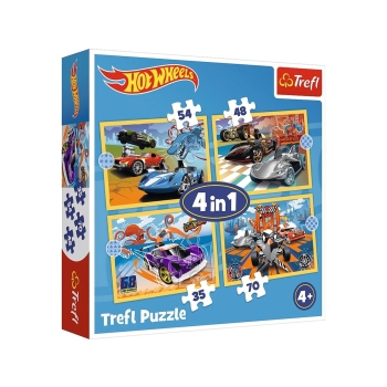 Puzzle 4w1 Hot Wheels Trefl 34627