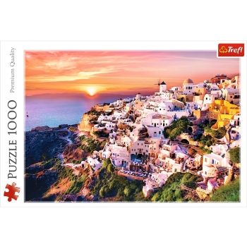 Puzzle 1000 el. Zachód słońca nad Santorini Trefl 10435