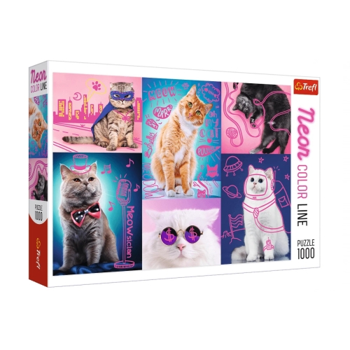 Trefl Puzzle 1000el Super koty NEON 10581