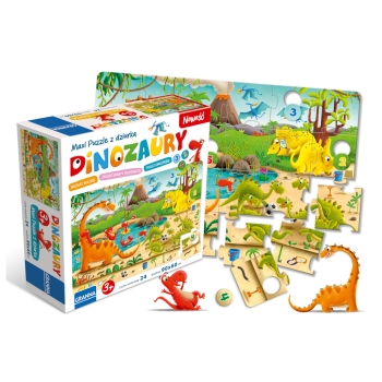 Maxi puzzle 24el. Dinozaury z dziurką Gra Logiczna GRANNA 00441