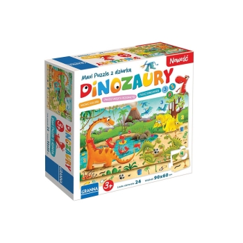 Maxi puzzle 24el. Dinozaury z dziurką Gra Logiczna GRANNA 00441