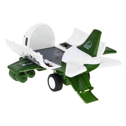 Samolot wojskowy 2w1 Parking + 6 pojazdów resoraków 1909D6