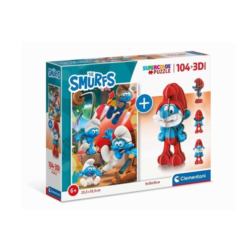 Clementoni Puzzle 104el + model 3D Smerfy 20341