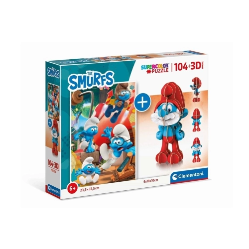 Clementoni Puzzle 104el + model 3D Smerfy 20341