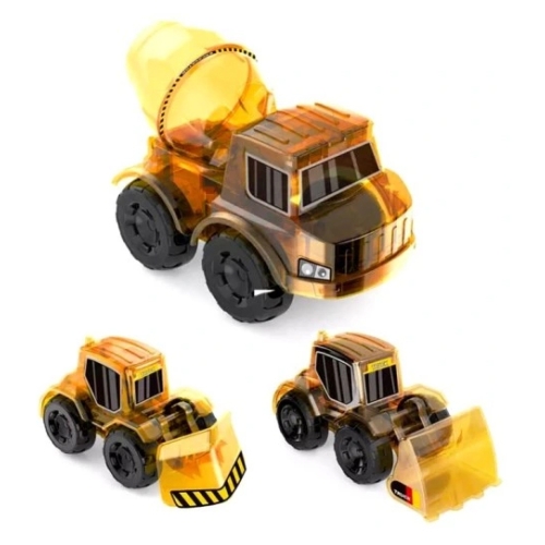 Edukacyjny zestaw solarnych pojazdów budowlanych 3w1 Koparka Betoniarka Spychacz 2057D