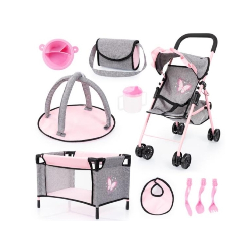 Zestaw akcesoriów dla lalek 5w1 spcerówka łóżeczko Bayer 2925