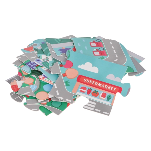 Drewniane Klocki Miasto 115 el. + mata podłogowa Drewniane Klocki Miasto 115 el. + mata podłogowa