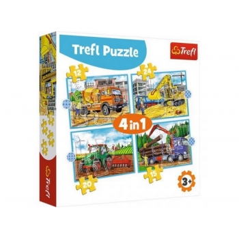 Trefl Puzzle 4w1 Duże Maszyny Budowlane 34353