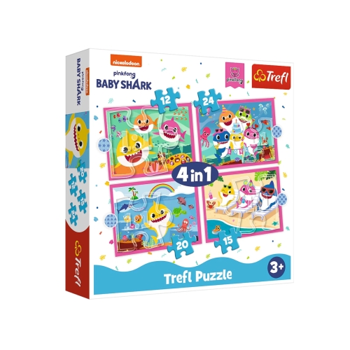 Puzzle 4w1 Rodzina Rekinów Baby Shark Trefl 34378