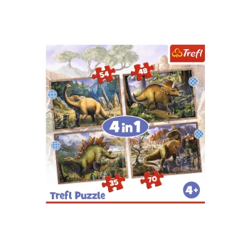 Trefl Puzzle 4w1 Ciekawe dinozaury 34383