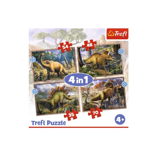 Trefl Puzzle 4w1 Ciekawe dinozaury 34383