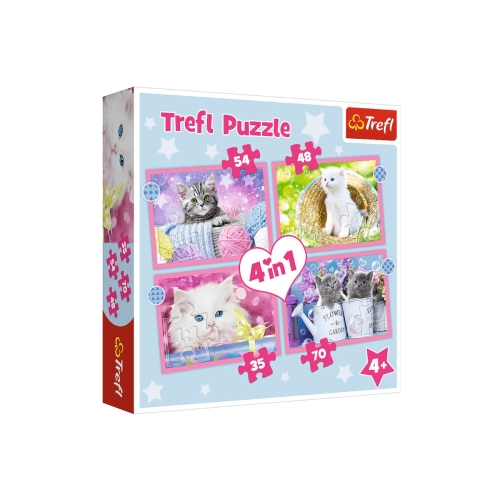 Trefl Puzzle 4w1 Zabawne kotki 34396