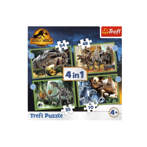 Trefl Puzzle 4w1 Groźne dinozaury 34607