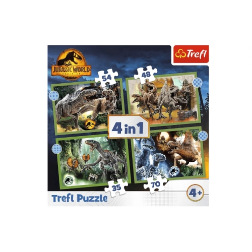 Trefl Puzzle 4w1 Groźne dinozaury 34607
