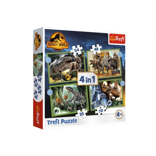 Trefl Puzzle 4w1 Groźne dinozaury 34607