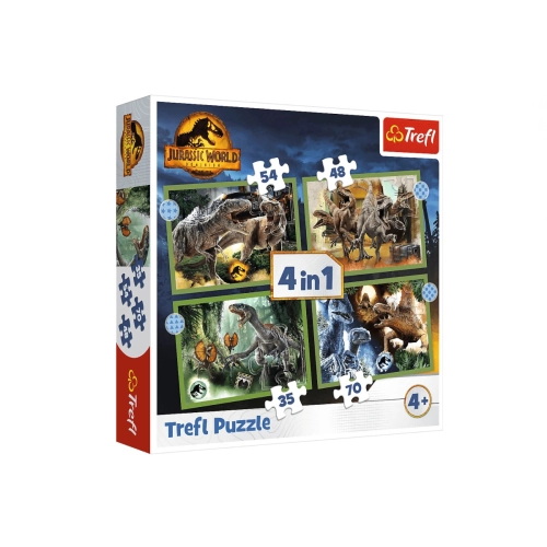 Trefl Puzzle 4w1 Groźne dinozaury 34607