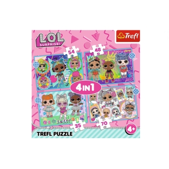 Trefl Puzzle 4w1 Poznaj laleczki LOL 34613
