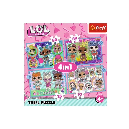 Trefl Puzzle 4w1 Poznaj laleczki LOL 34613