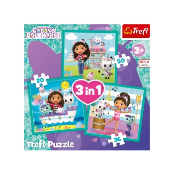 Puzzle 3w1 Koci Domek Gabi Aktywności Gabi Trefl 34871