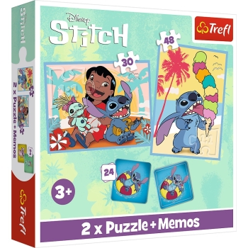 Puzzle 2w1 + memos Lilo & Stitch, Wesoły Dzień 93585