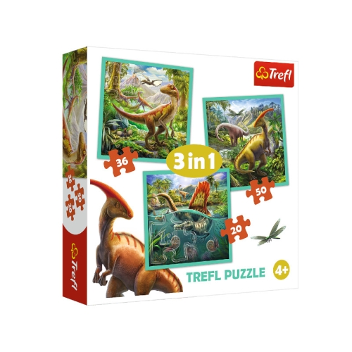 Trefl Puzzle 3w1 Niezwykły Świat Dinozaurów