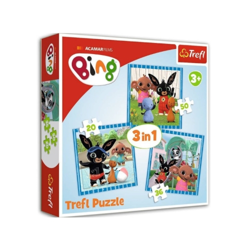 Trefl Puzzle 3w1 Zabawy z Przyjaciółmi Bing 34851