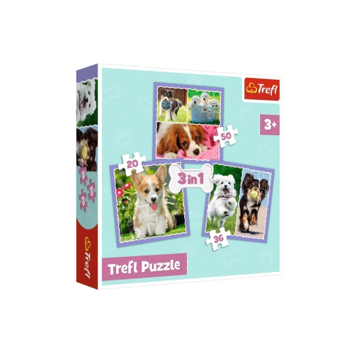 Trefl Puzzle 3w1 Urocze pieski 34854