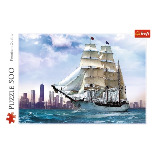 Trefl Puzzle 500el Żaglowiec na tle Chicago 37120