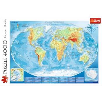 Puzzle 4000el. Wielka mapa fizyczna świata TREFL 45007