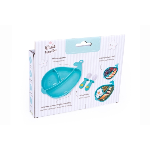 Silikonowy Wieloryb Talerz + Sztućce Morski 50211