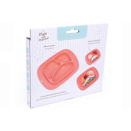 Sylikonowy Talerzyk z Podkładką Koralowy 50259