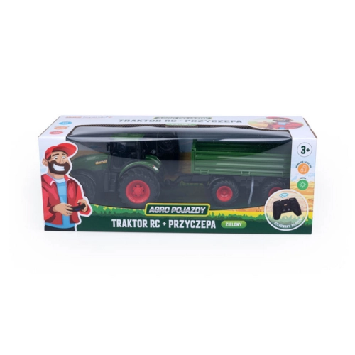 Agro pojazdy traktor zielony RC + przyczepa HT50297
