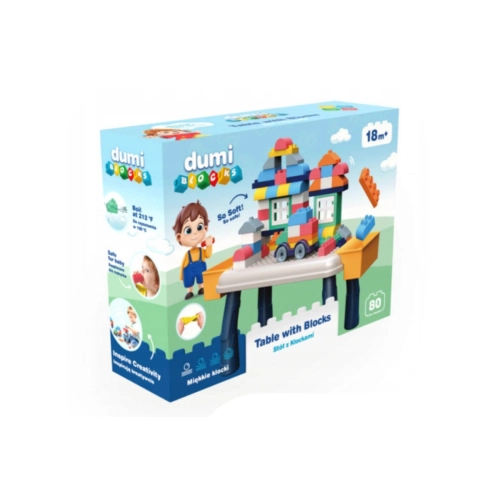 Zestaw miękkich klocków 80el. + stolik Dumi Blocks 50402